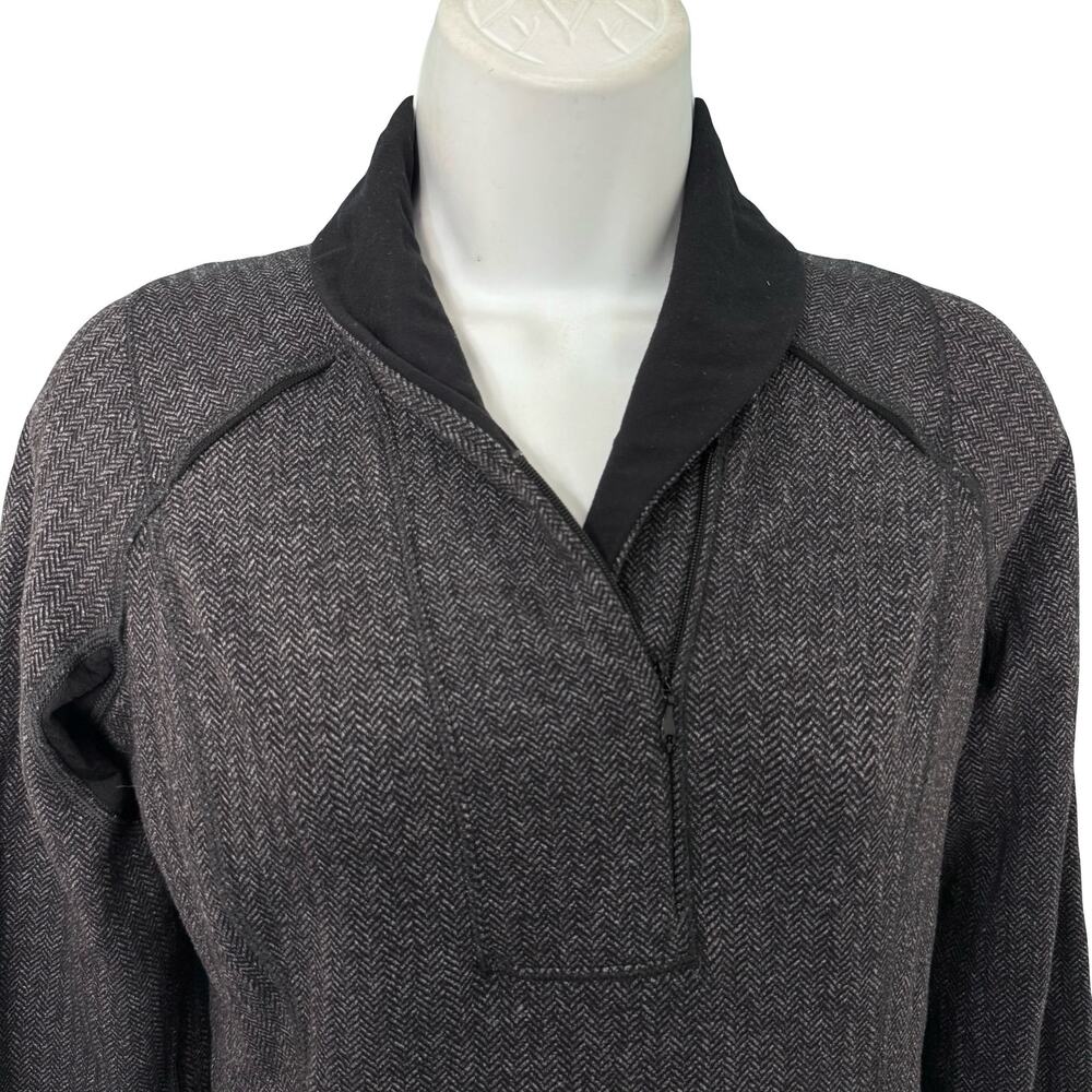 Lululemon Think Fast Heathered Herringbone Grey Black Long Sleeve Pullover Sz 4 - Picture 11 of 11
